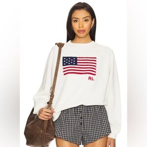Polo by Ralph Lauren White Sweater with American Flag